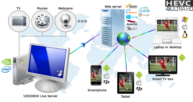 Schema de principe du VODOBOX Live Server